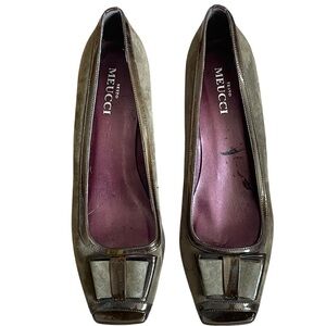 Sesto Meucci Pumps Olive Green Genuine Italian Suede Vintage Open Toe Si…